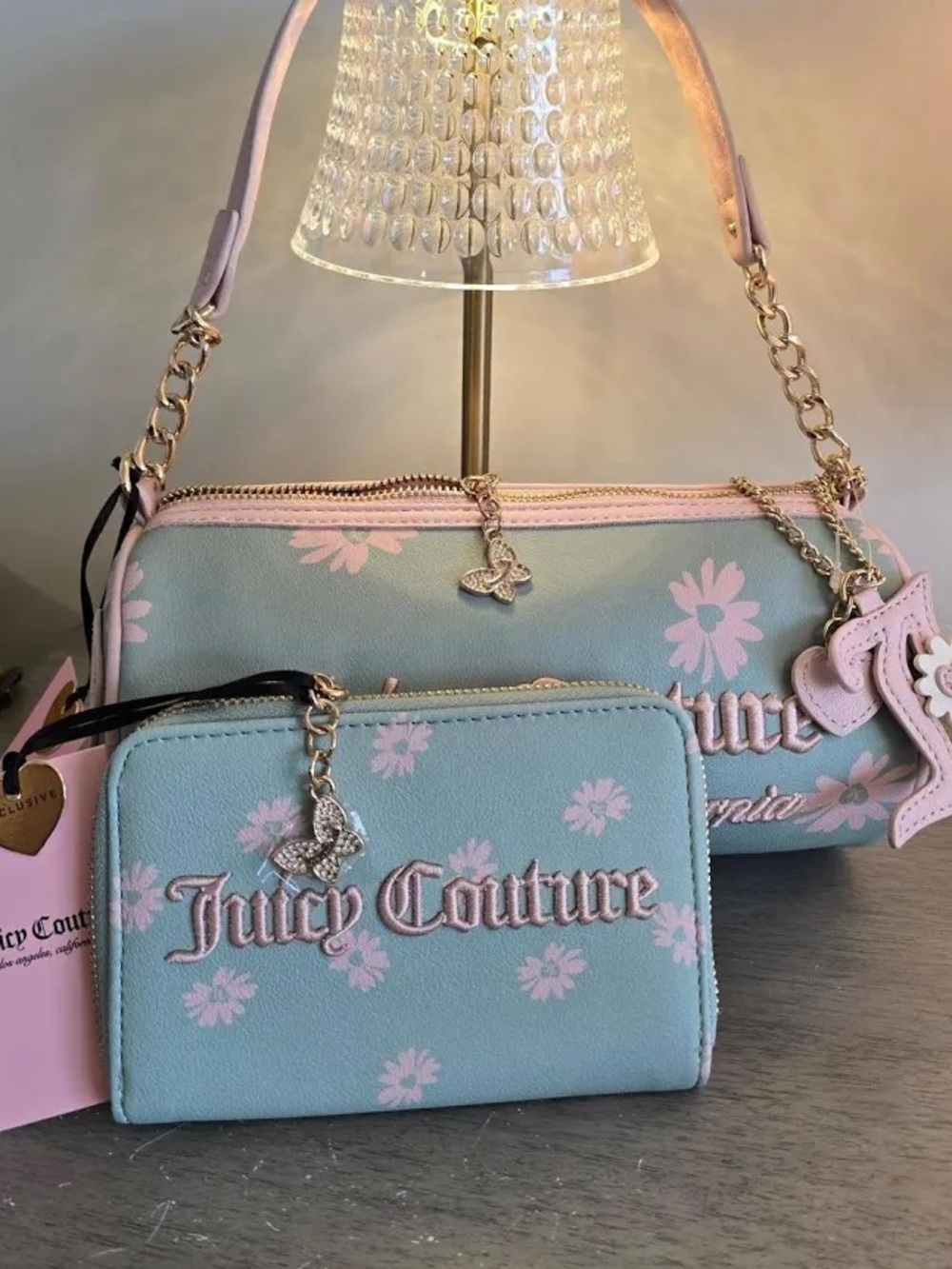 Juicy Couture Light Blue Shoulder Bag Wallet SET NWT 🌸